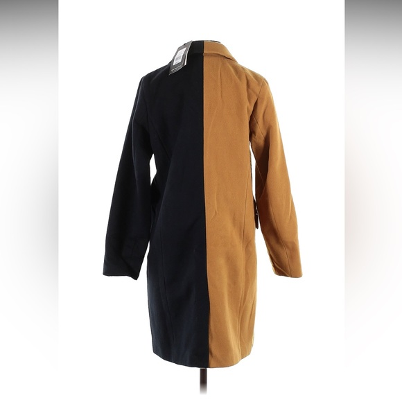 NEW Who What Wear Target Two-Tone Long Overcoat Pea Coat Brown Black XS NWT - Picture 2 of 4